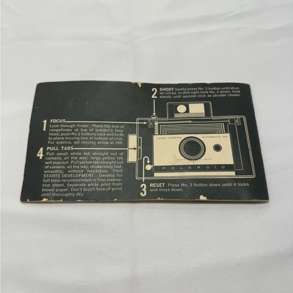 VINTAGE POLAROID AUTOMATIC 104 LAND CAMERA OWNERS MANUAL. ORIGINAL, PRINTED 1966